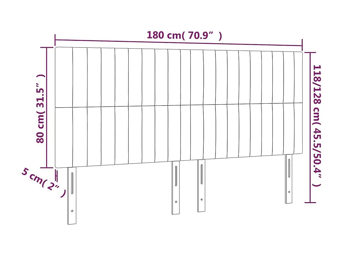 Tête de Lit | Panneau de tête pour lit Moderne à LED Marron foncé 180x5x118/128 cm Tissu