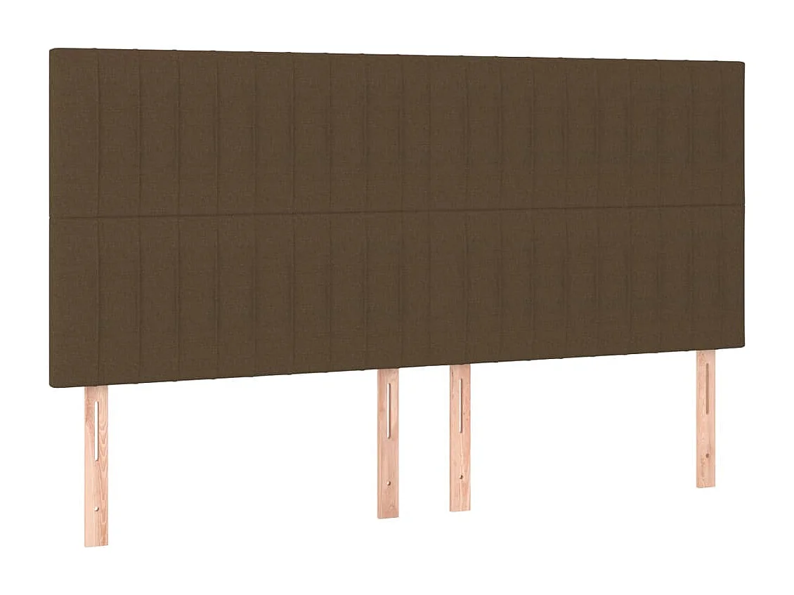 Tête de Lit | Panneau de tête pour lit Moderne à LED Marron foncé 180x5x118/128 cm Tissu