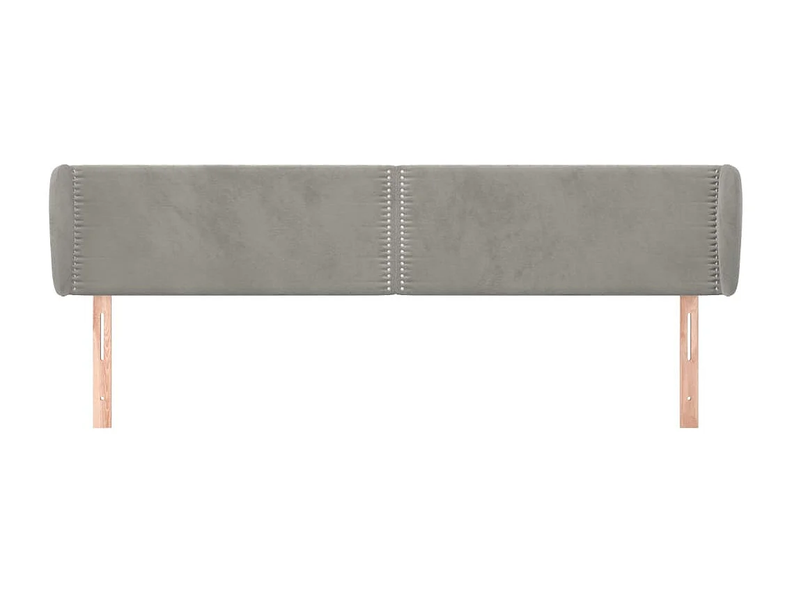 Mueble cabecero | Cabezal de cama | Cabecero de terciopelo gris claro 203x23x78/88 cm