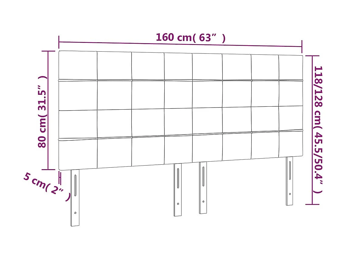 Tête de Lit | Panneau de tête pour lit Moderne à LED Bleu foncé 160x5x118/128 cm Velours