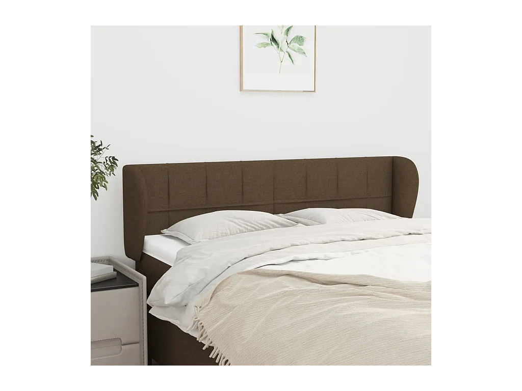 Mueble cabecero | Cabezal de cama | Cabecero de tela gris oscuro 147x23x78/88 cm