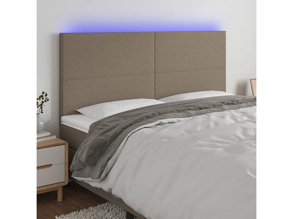Hoofdbord | Hoofdeinde LED 160x5x118/128 cm stof taupe