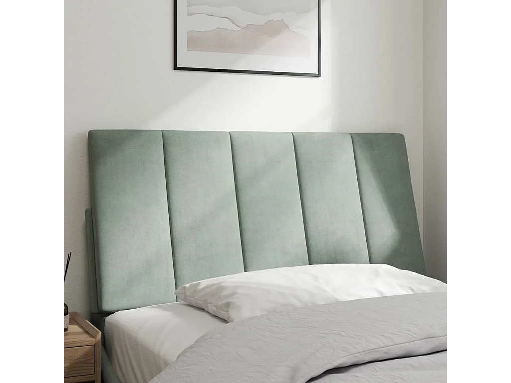 Cabecero de Cama | Cabezal de cama | Mueble de cabecero acolchado Hanko terciopelo gris claro 100 cm