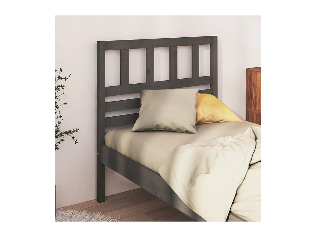 Cabecero de Cama | Cabezal de cama | Mueble de cabecero madera maciza de pino gris 106x4x100 cm