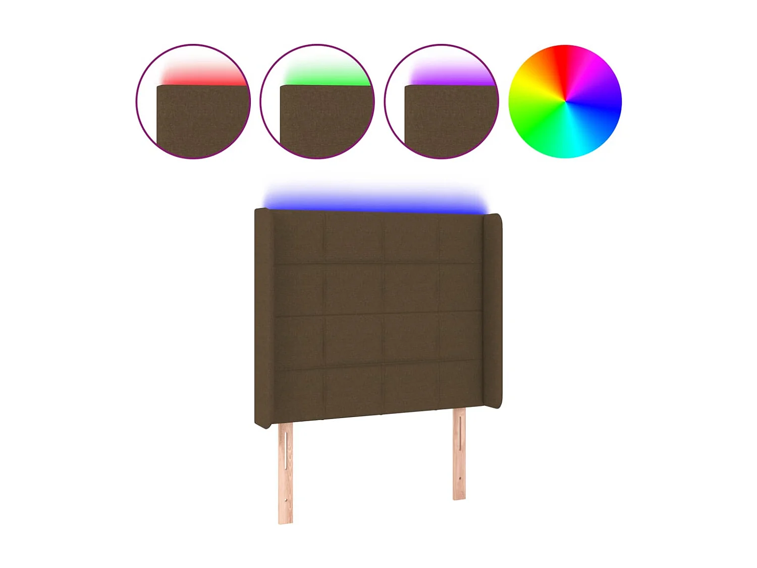 Tête de Lit | Panneau de tête pour lit Moderne à LED Marron foncé 93x16x118/128 cm Tissu