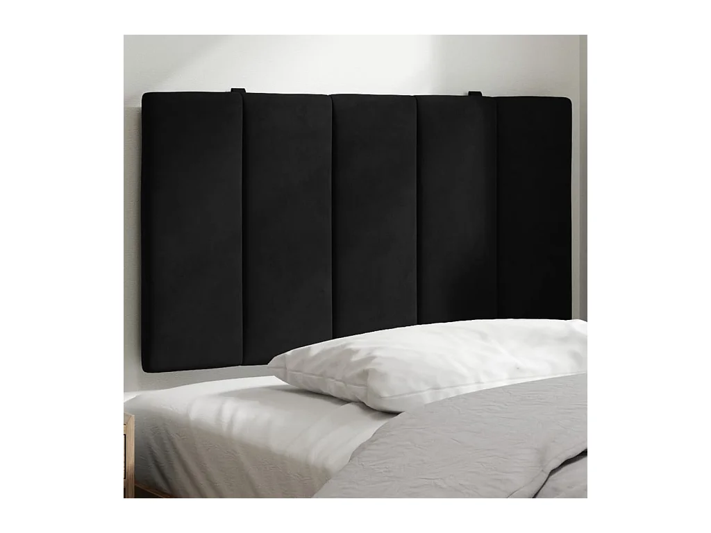 Cabecero de Cama | Cabezal de cama | Mueble de cabecero acolchado Hanko terciopelo negro 90 cm