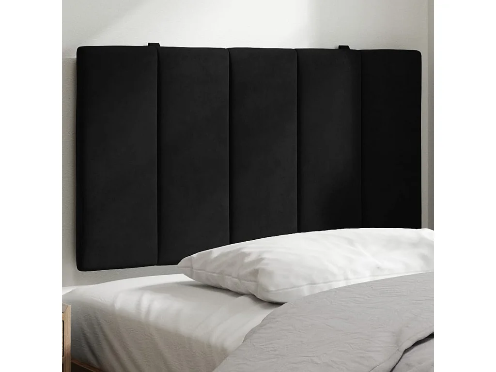 Hoofdbord | Hoofdbordkussen "Hanko" 90 cm fluweel zwart