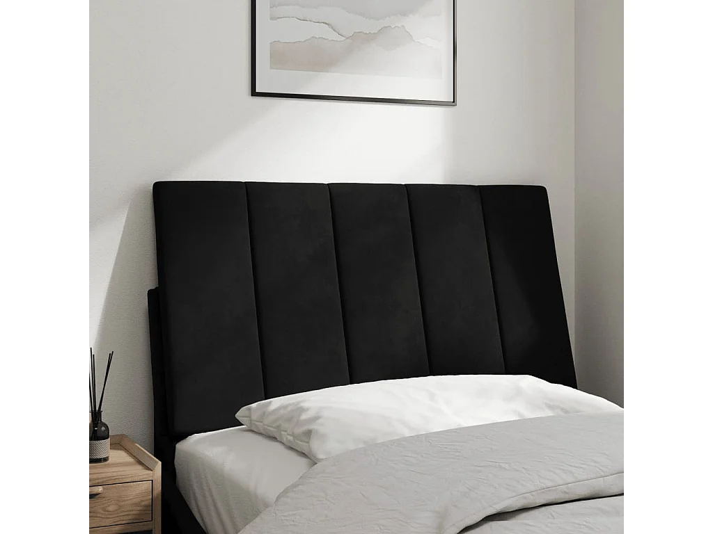 Hoofdbord | Hoofdbordkussen "Hanko" 90 cm fluweel zwart