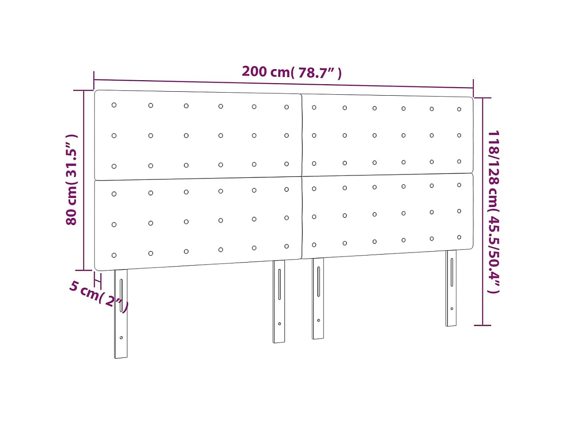 Cabecero | Cabezal de Cama | Mueble cabecero con luces LED tela gris oscuro 200x5x118/128 cm
