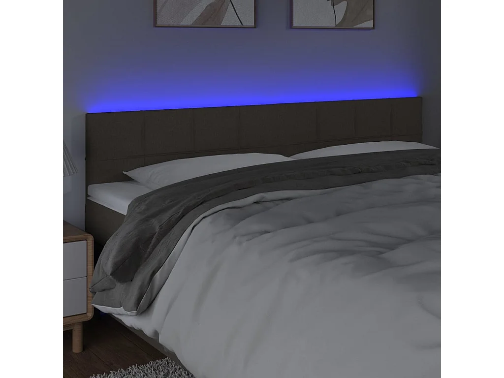 Hoofdbord | Hoofdeinde LED 200x5x78/88 cm stof taupe