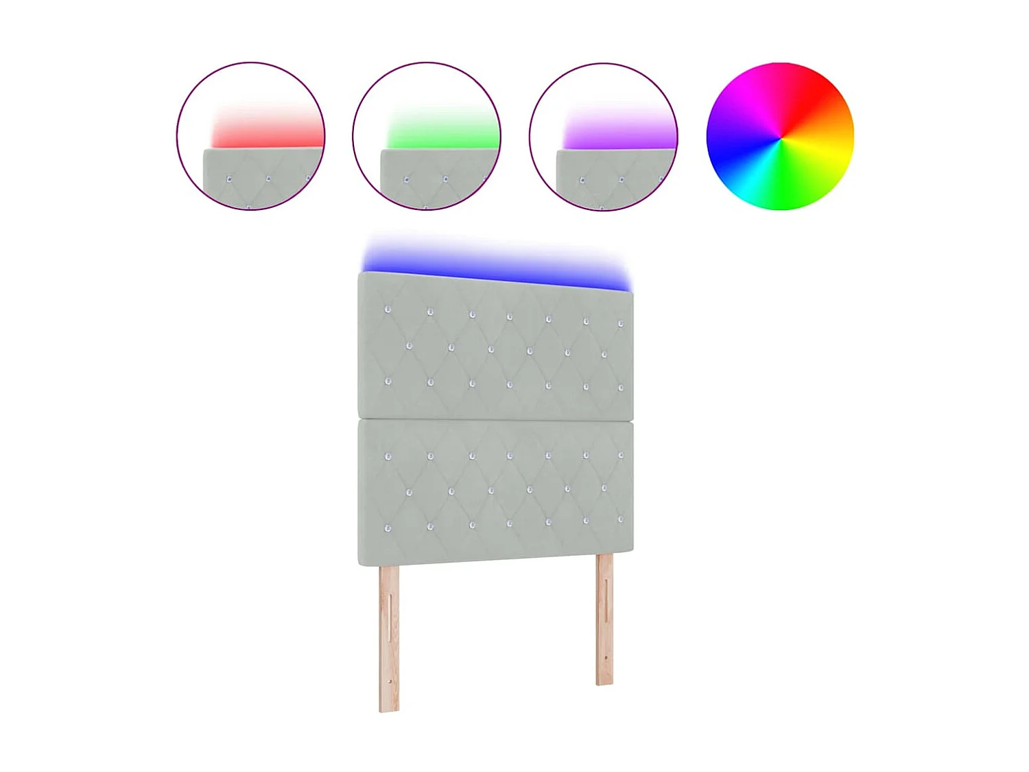 Tête de Lit | Panneau de tête pour lit Moderne LED Argyle Manuel Gris clair 100 cm Velours