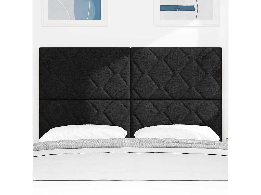 Tête de Lit | Panneau de tête pour lit Moderne en Tissu Geometric Manuel Noir 160 cm tissu