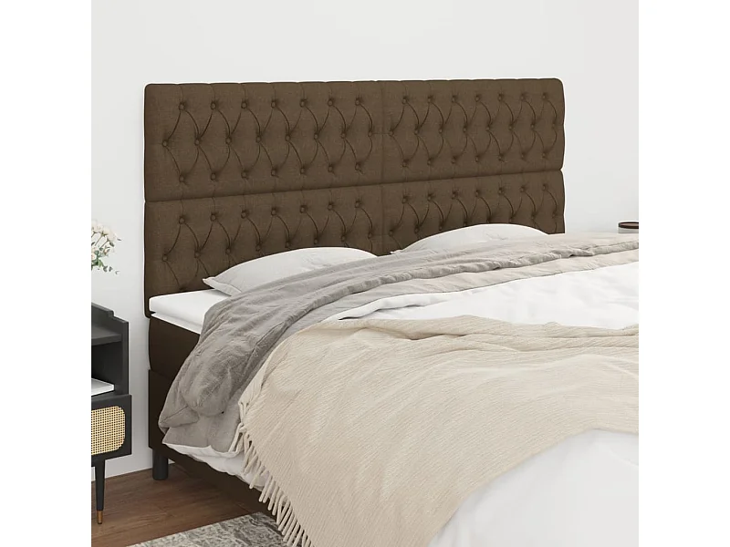 Têtes de lit | Panneaux de tête pour lit Moderne 4 pcs Marron Foncé 90x7x78/88 cm Tissu