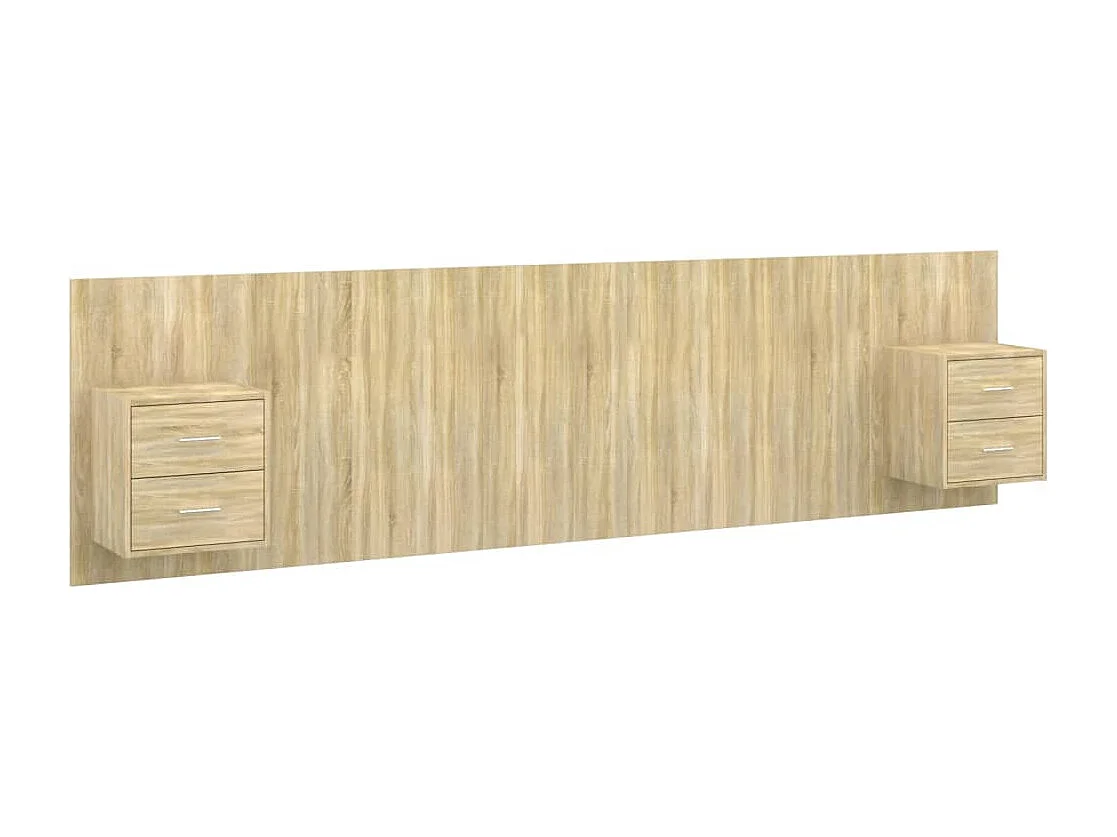 Cabecero de Cama | Cabezal de cama | Mueble de cabecero con mesitas madera contrachapada roble Sonoma