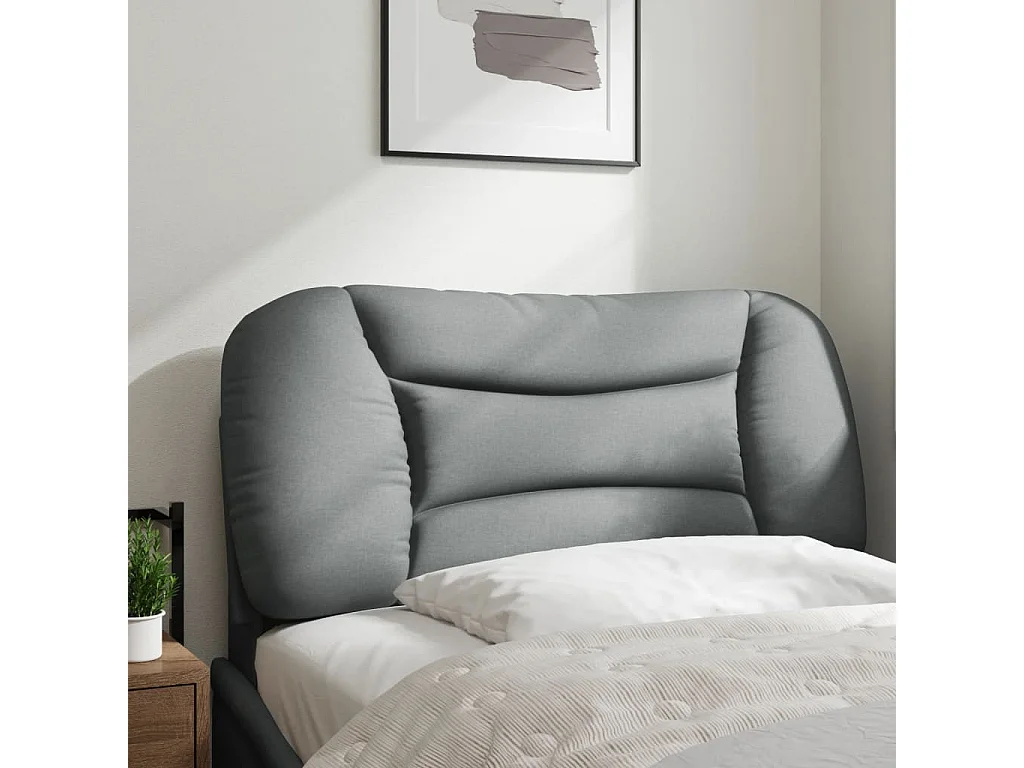 Cabecero de Cama | Cabezal de cama | Mueble de cabecero acolchado Hvar tela gris claro 80 cm