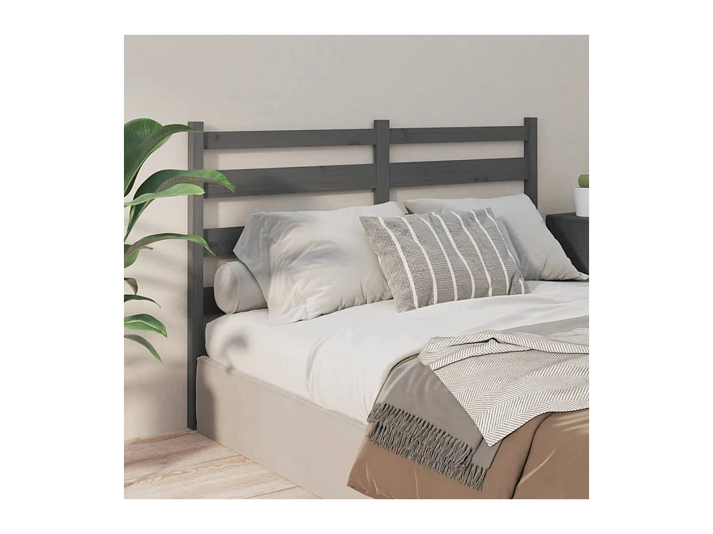 Cabecero de Cama | Cabezal de cama | Mueble de cabecero madera maciza de pino gris 186x4x100 cm