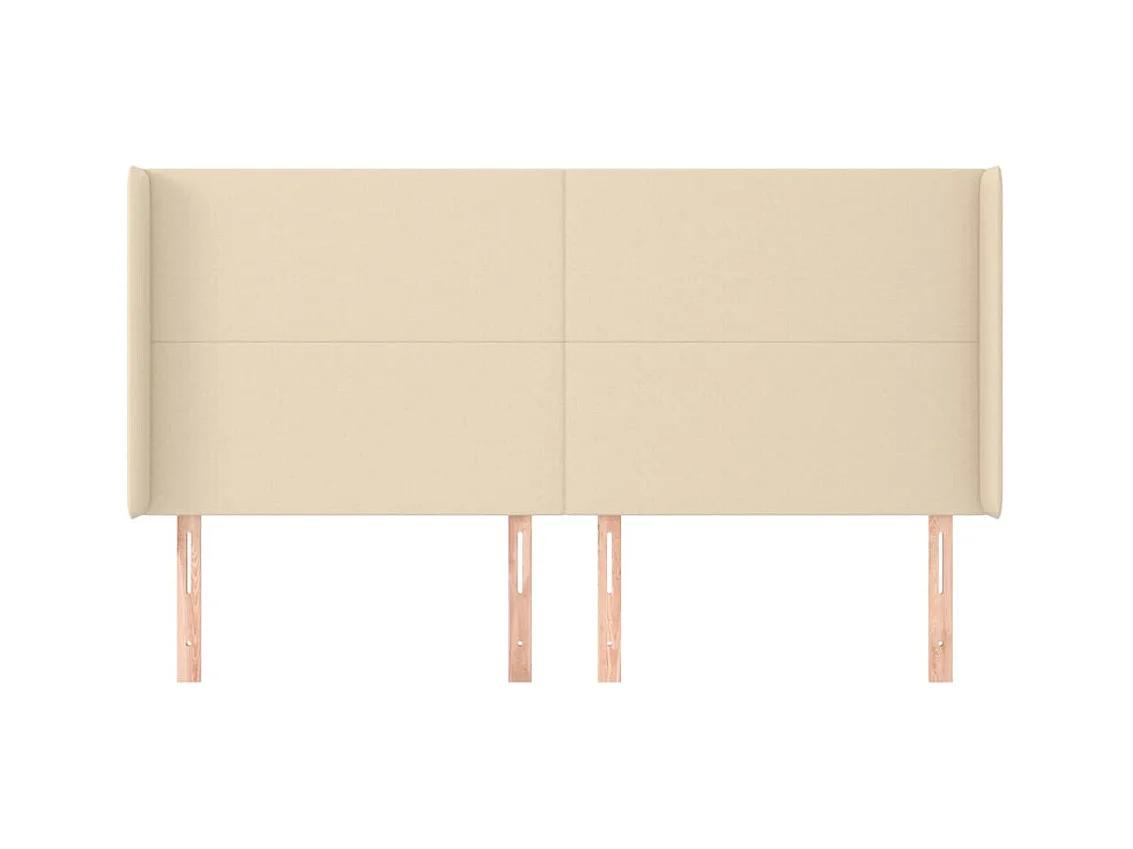 Cabecero | Cabezal de Cama | Mueble cabecero con orejas de tela color crema 203x16x118/128 cm