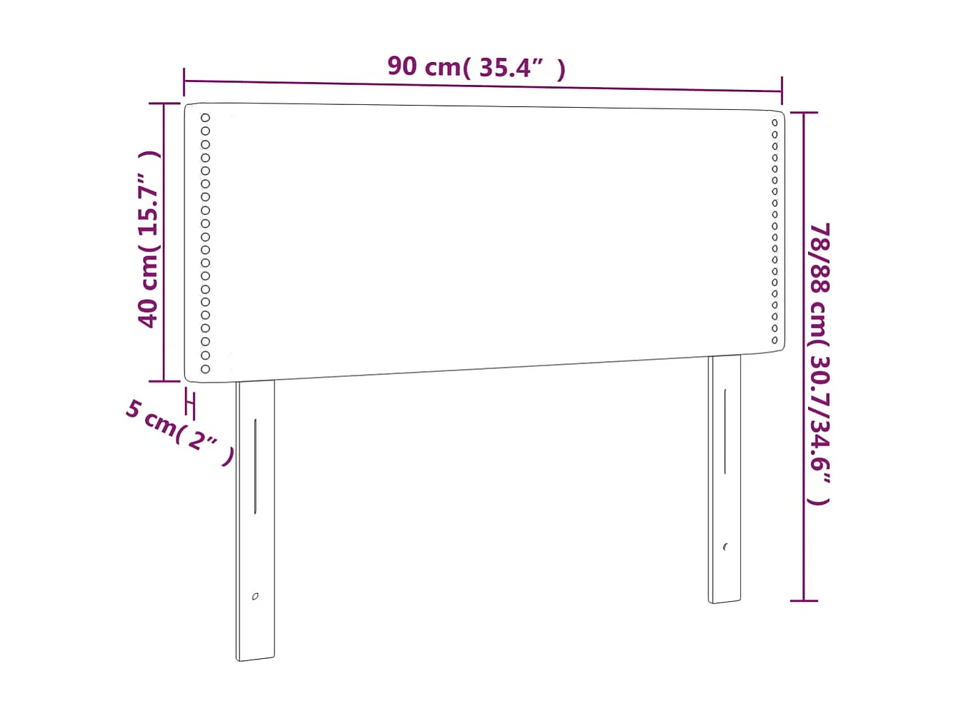 Hoofdbord | Hoofdeinde LED 90x5x78/88 cm stof taupe