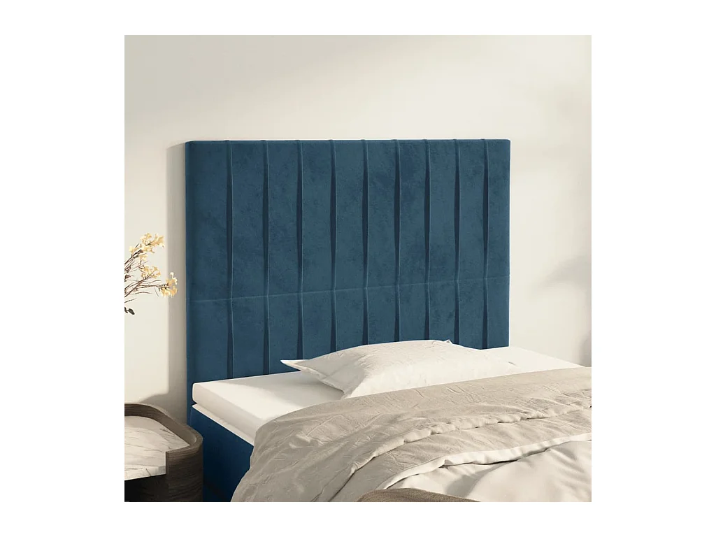 Têtes de lit | Panneaux de tête pour lit Moderne 2 pcs Bleu foncé 80x5x78/88 cm Velours