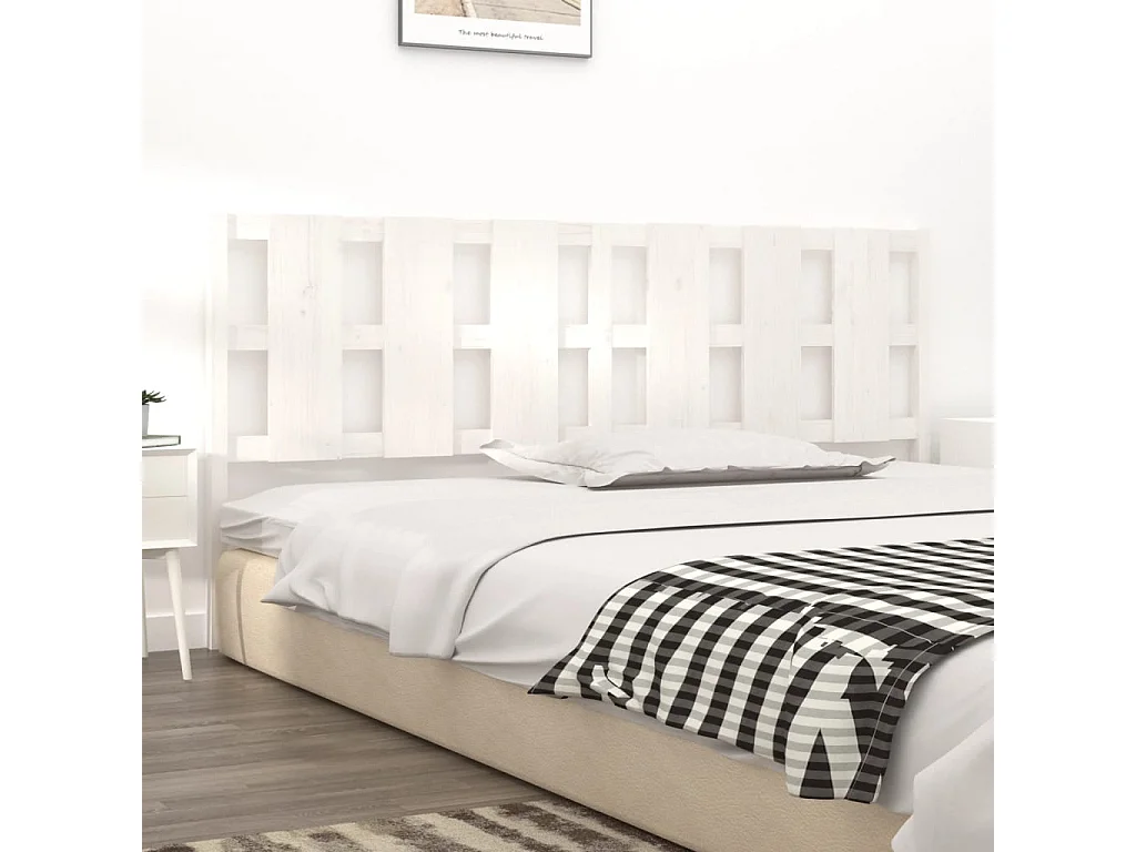 Cabecero de Cama | Cabezal de cama | Mueble de cabecero madera maciza de pino blanco 205,5x4x100 cm