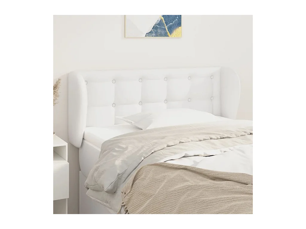 Tête de Lit | Panneau de tête pour lit Moderne avec oreilles Blanc 103x23x78/88 cm Similicuir