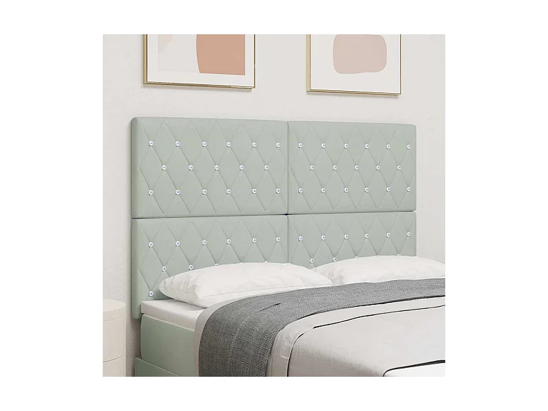 Mueble cabecero | Cabecero | Cabezal de cama LED con luces de tiras LED Gris claro 80 cm Terciopelo