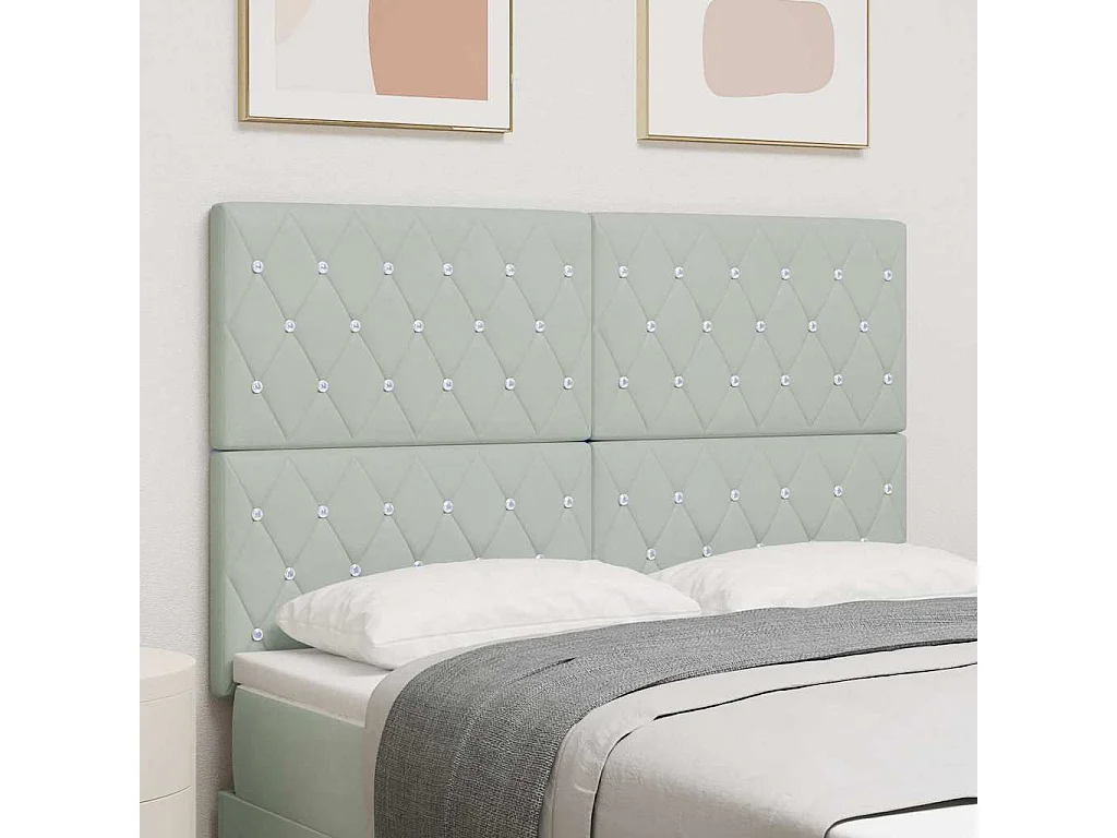 Mueble cabecero | Cabecero | Cabezal de cama LED con luces de tiras LED Gris claro 80 cm Terciopelo