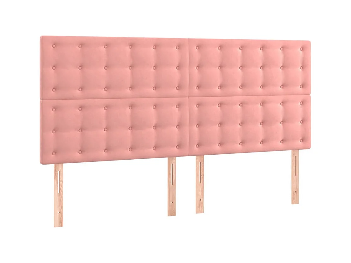Cabecero | Cabezal de Cama | Mueble cabecero con luces LED terciopelo rosa 160x5x118/128 cm