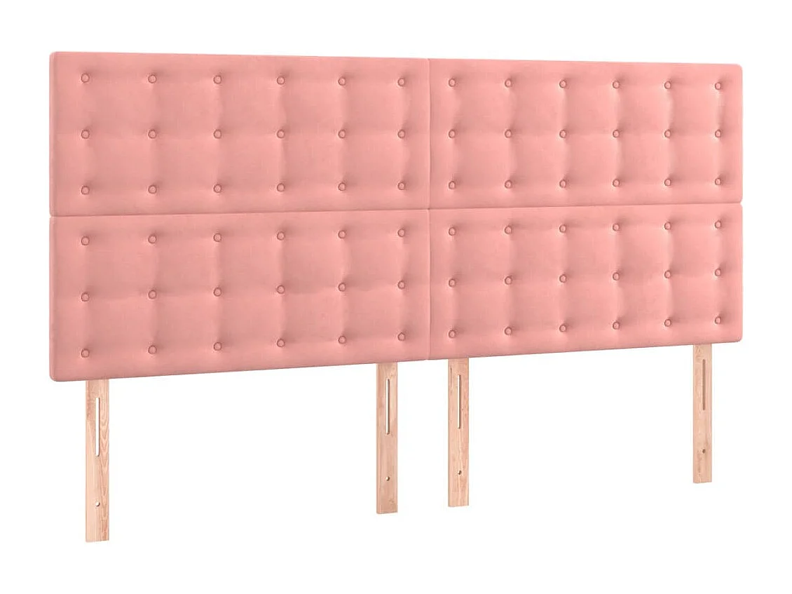 Tête de Lit | Panneau de tête pour lit Moderne à LED Rose 160x5x118/128 cm Velours