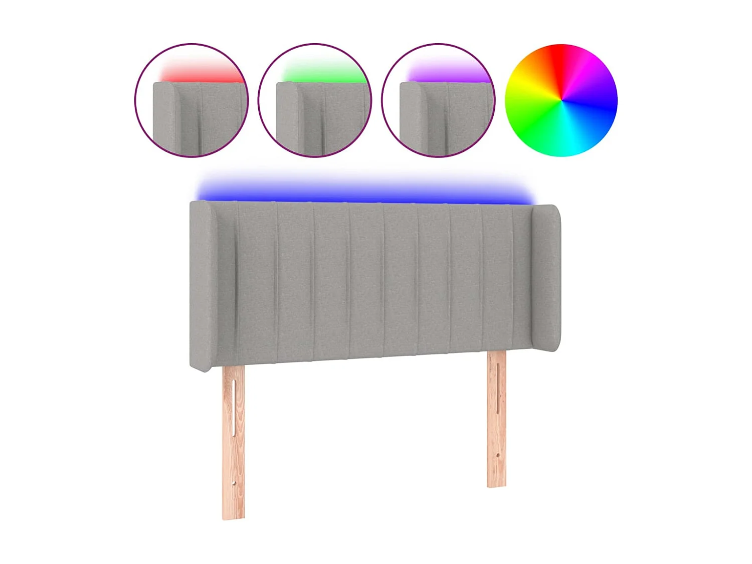 Hoofdbord | Hoofdeinde LED 83x16x78/88 cm stof lichtgrijs
