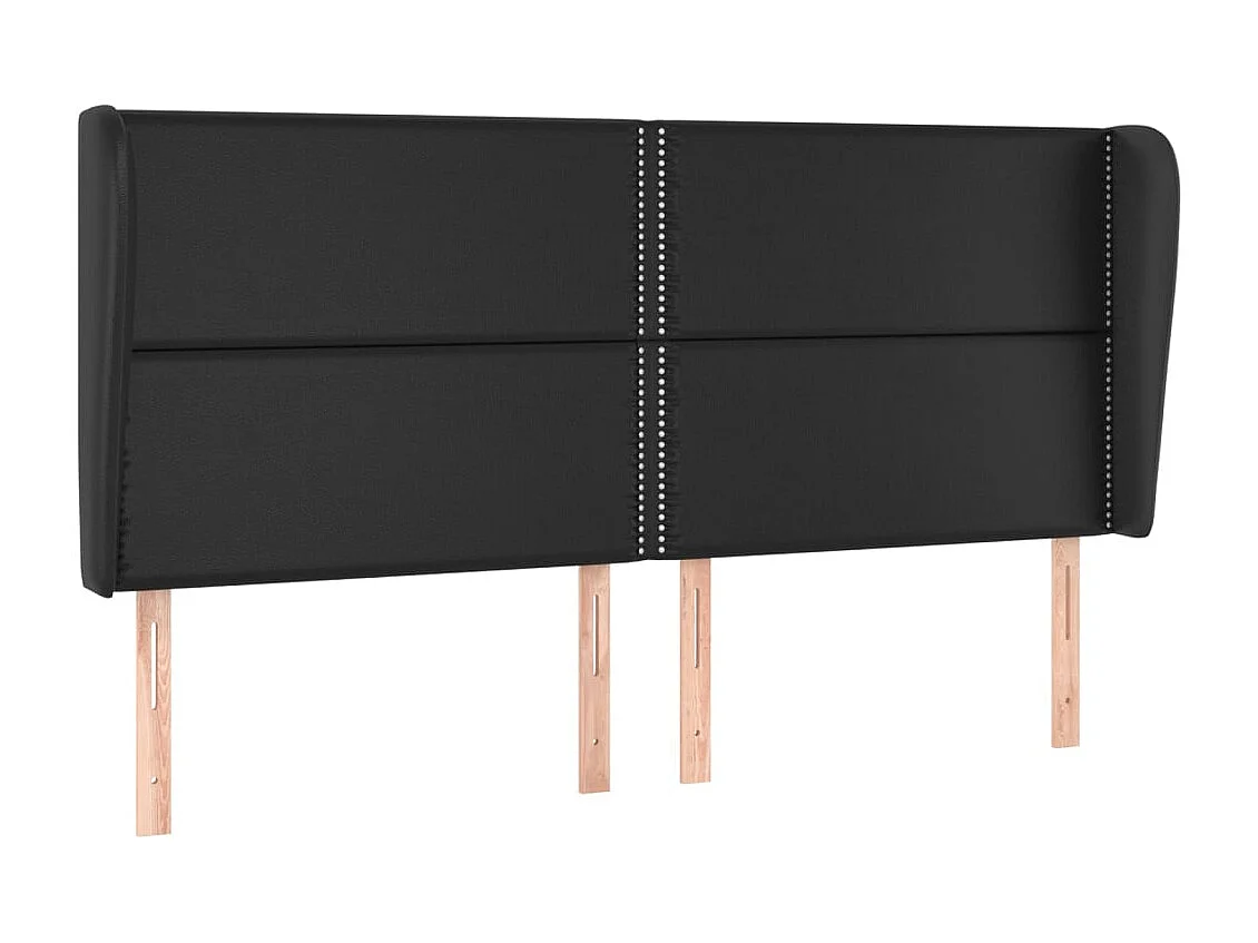 Tête de Lit | Panneau de tête pour lit Moderne avec oreilles Noir 203x23x118/128 cm Similicuir