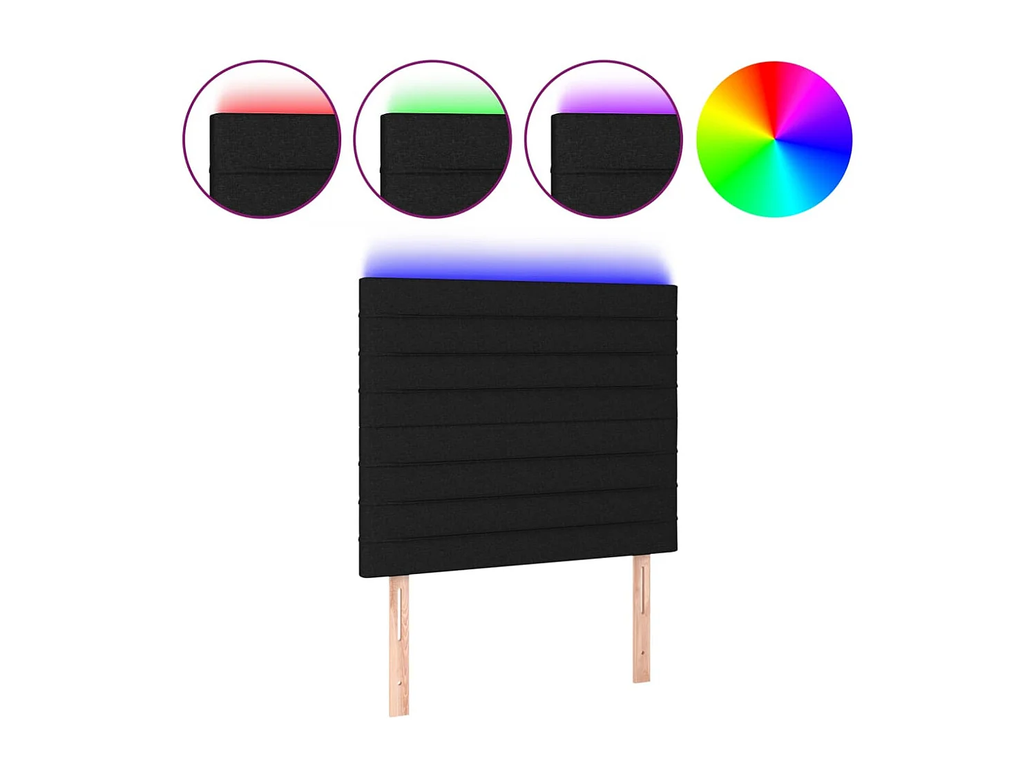 Hoofdbord | Hoofdeinde LED 100x5x118/128 cm stof zwart