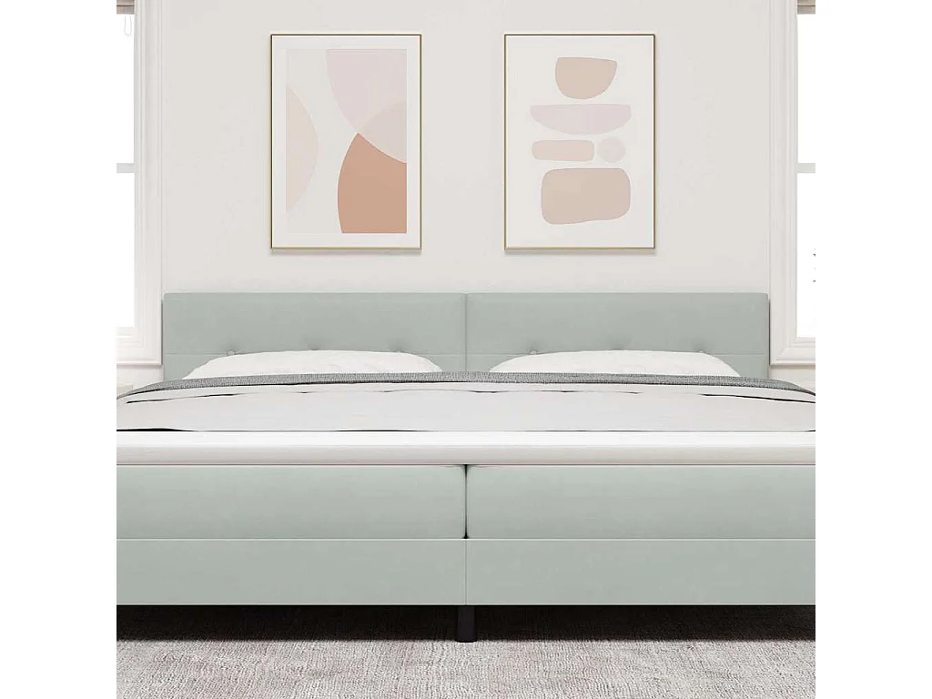 Tête de Lit | Panneau de tête pour lit Moderne avec des lumières à LED Gris clair 100 cm Velours