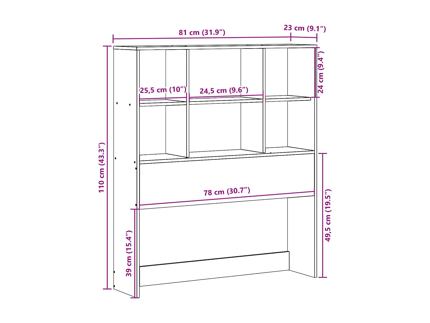 Cabecero de Cama | Cabezal de cama | Mueble de cabecero almacenaje madera maciza pino marrón 75 cm