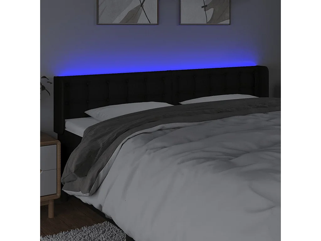 Hoofdbord | Hoofdeinde LED 183x16x78/88 cm stof zwart