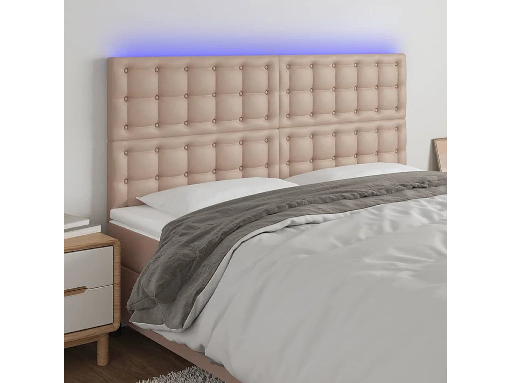 Hoofdbord | Hoofdeinde LED 200x5x118/128 cm kunstleer cappuccinokleurig