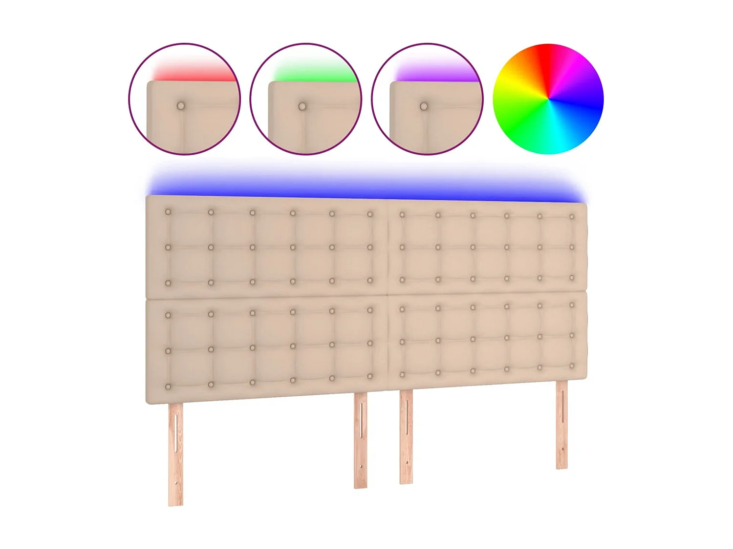 Hoofdbord | Hoofdeinde LED 200x5x118/128 cm kunstleer cappuccinokleurig