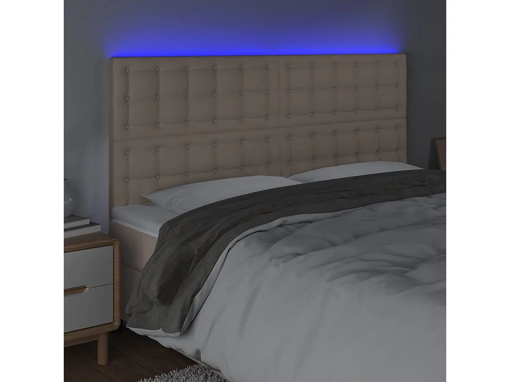 Hoofdbord | Hoofdeinde LED 200x5x118/128 cm kunstleer cappuccinokleurig