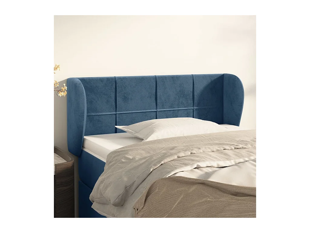 Mueble cabecero | Cabezal de cama | Cabecero de terciopelo azul oscuro 83x23x78/88 cm