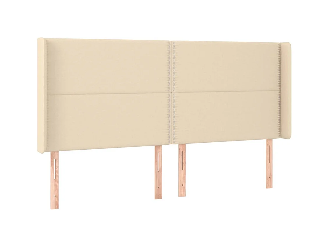 Cabecero | Cabezal de Cama | Mueble cabecero con orejas de tela color crema 203x16x118/128 cm