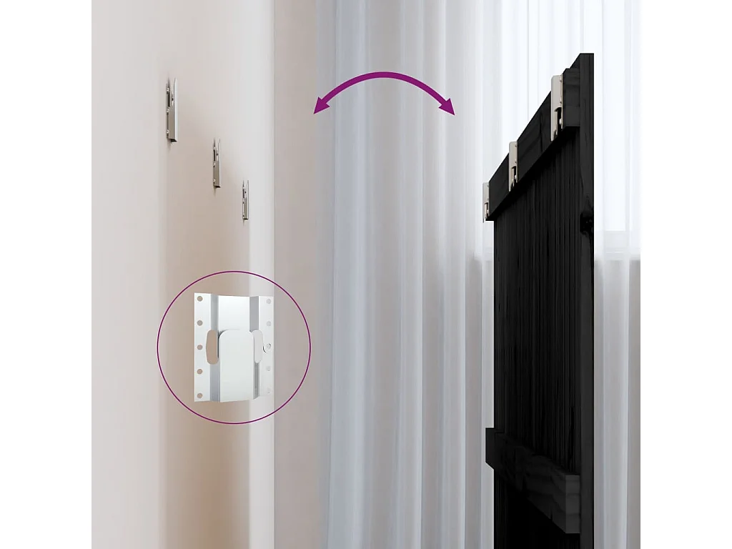 Tête de lit murale | Panneau de tête pour lit Moderne  Noir 166x3x90 cm Bois massif de pin