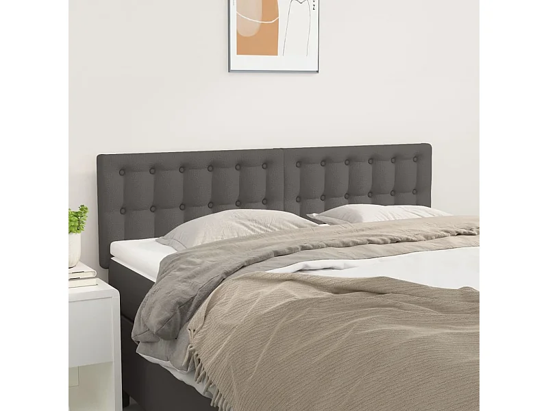 Cabeceros | Cabezal de cama | Mueble de cabecero 2 unidades cuero sintético gris 72x5x78/88 cm