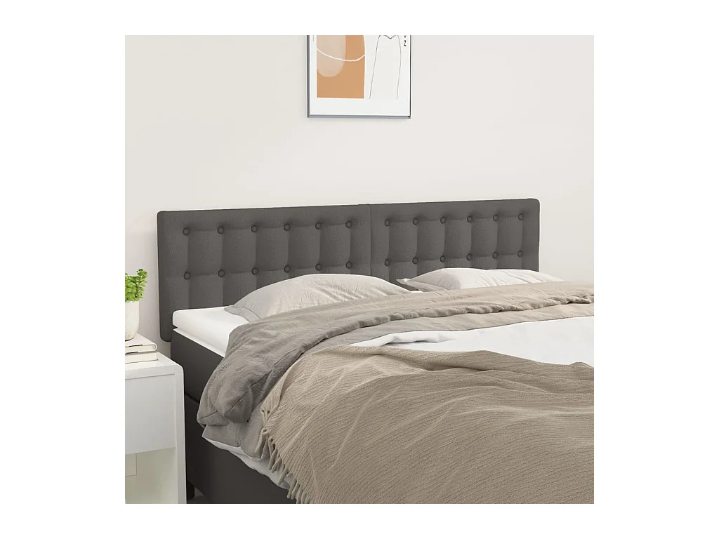 Cabeceros | Cabezal de cama | Mueble de cabecero 2 unidades cuero sintético gris 72x5x78/88 cm