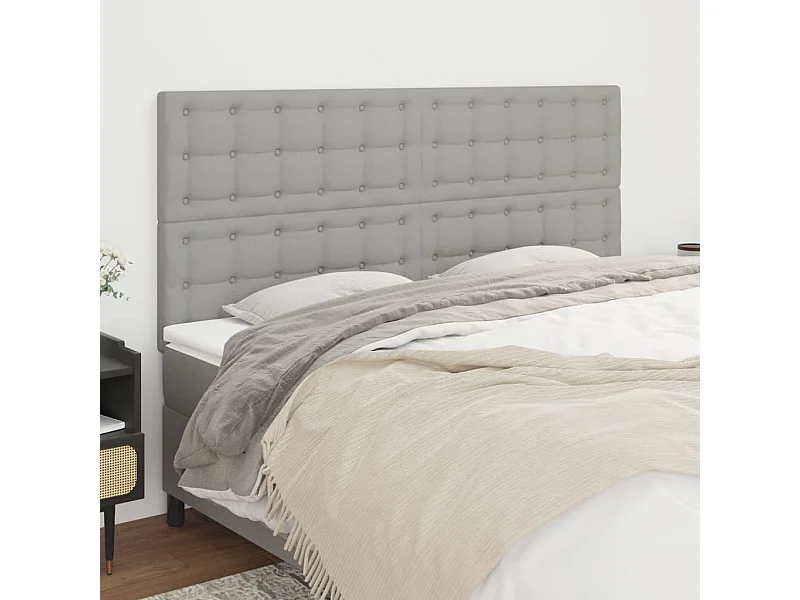 Cabeceros | Cabezal de cama | Mueble de cabecero 4 unidades de tela gris claro 100x5x78/88 cm