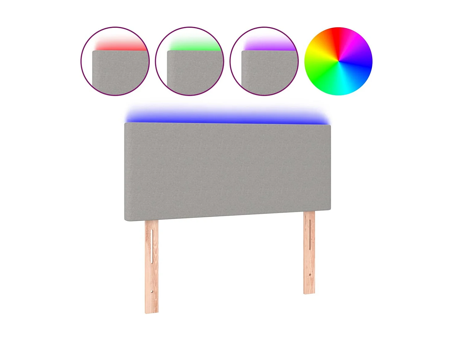 Mueble cabecero | Cabezal de cama | Cabecero con LED de tela gris claro 100x5x78/88 cm