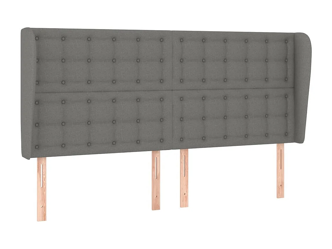 Tête de Lit | Panneau de tête pour lit Moderne avec oreilles Gris foncé 163x23x118/128 cm Tissu