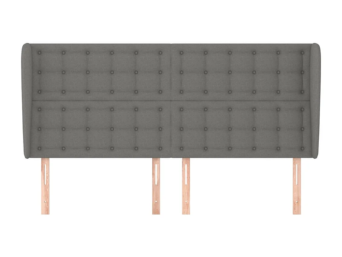 Tête de Lit | Panneau de tête pour lit Moderne avec oreilles Gris foncé 163x23x118/128 cm Tissu