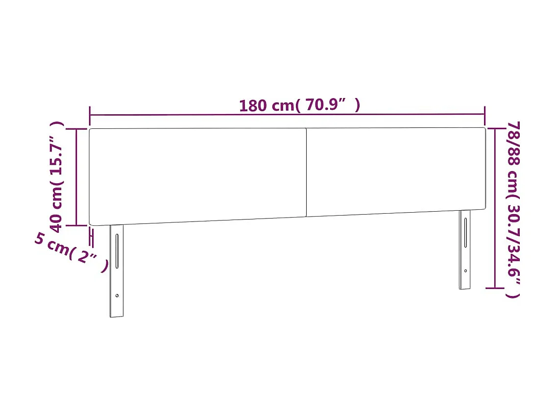 Tête de Lit | Panneau de tête pour lit Moderne à LED Vert foncé 180x5x78/88 cm Velours