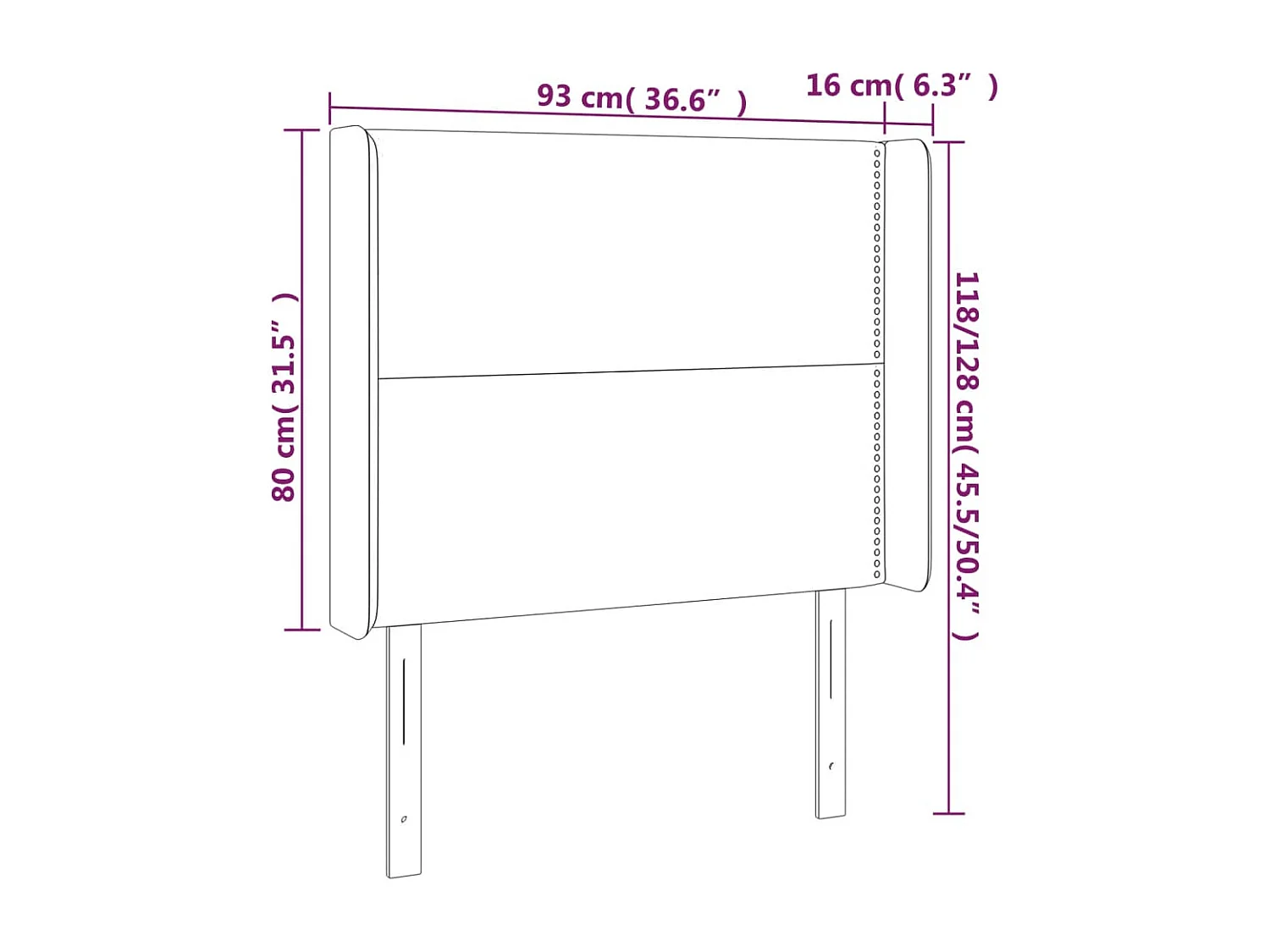 Cabecero | Cabezal de Cama | Mueble cabecero con orejas de tela gris claro 93x16x118/128 cm