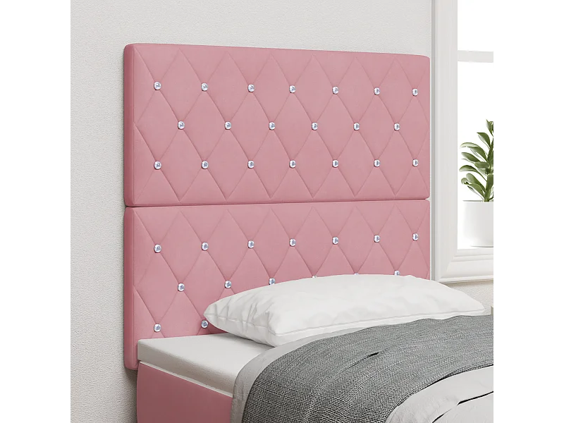Mueble cabecero | Cabezal de cama | Cabecero de Terciopelo Argyle Manual Rosa 90 cm Terciopelo